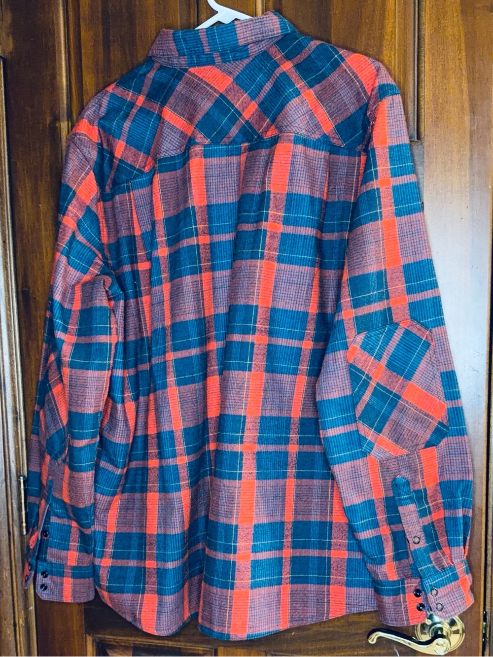 L.L. Bean Red and Navy Plaid Button-Down Flannel Shirt - Picture 2 of 3